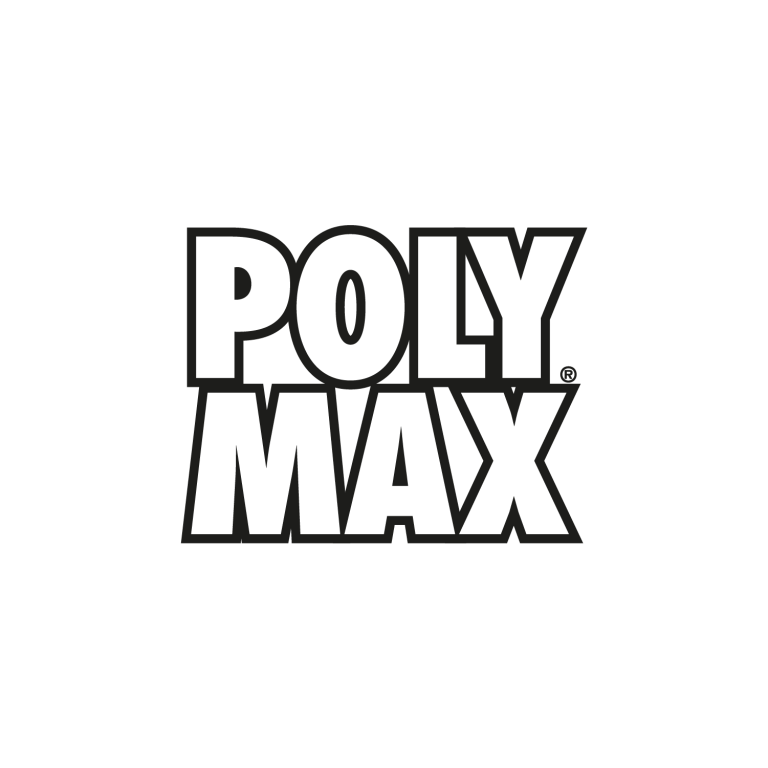 Black text reading "POLYMAX" in bold uppercase letters.